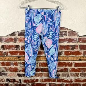 Lilly Pulitzer Pants Size Youth XL Blue Pink Fish Pattern Maia Leggings Casual